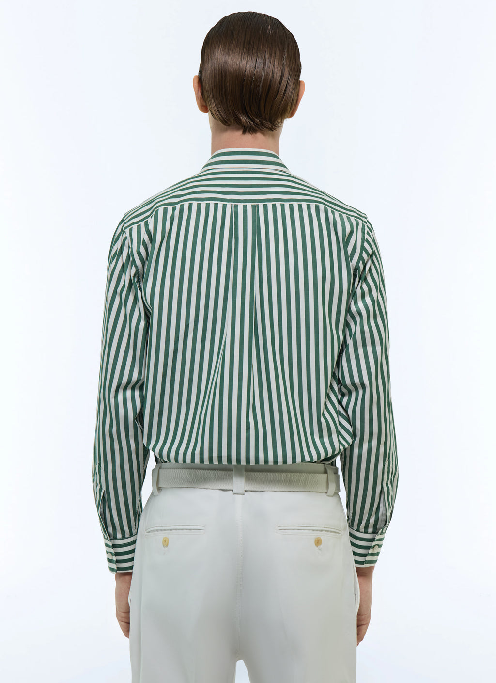 Camicia a righe con tasche a pattina - Verde bottiglia