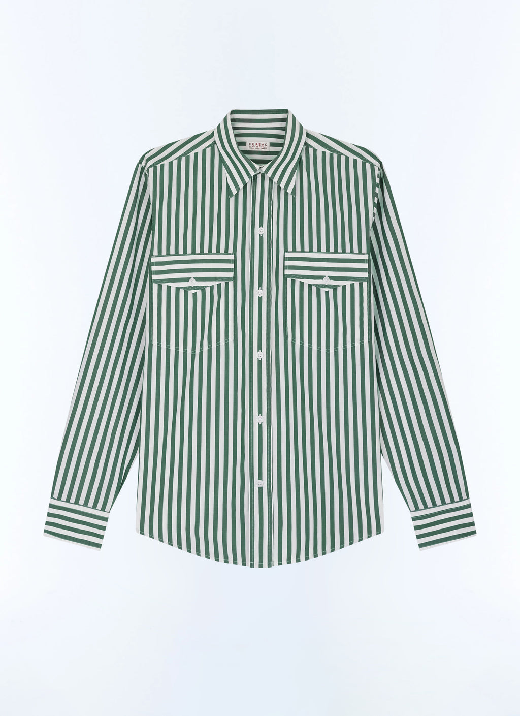 Camicia a righe con tasche a pattina - Verde bottiglia