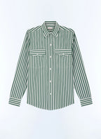 Camicia a righe con tasche a pattina - Verde bottiglia