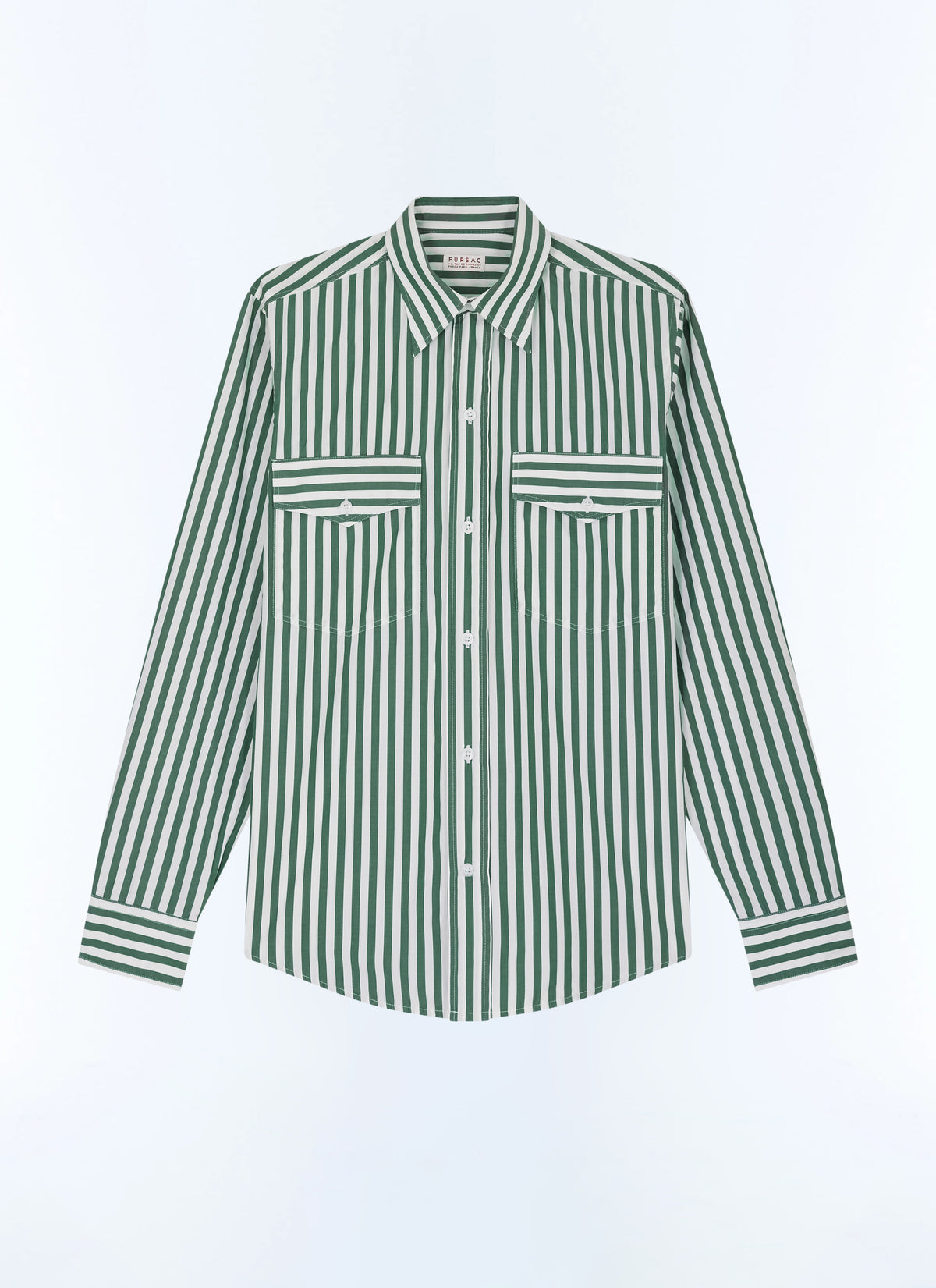 Camicia a righe con tasche a pattina - Verde bottiglia