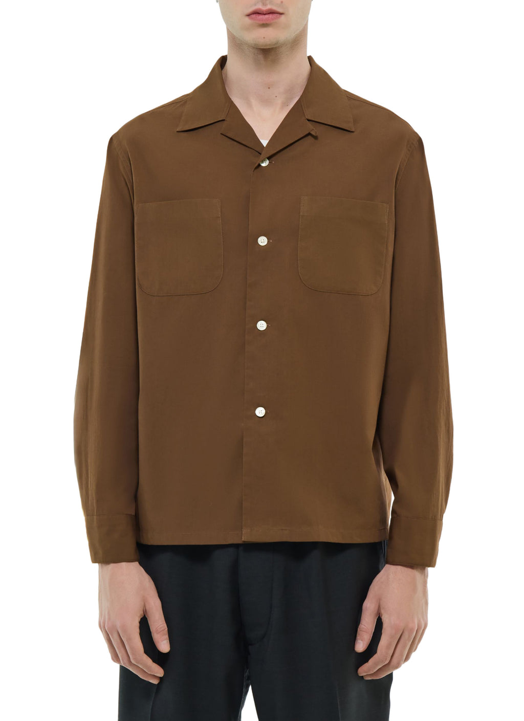 Chemise En Viscose Col Requin - Marron