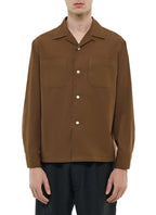Chemise En Viscose Col Requin - Marron