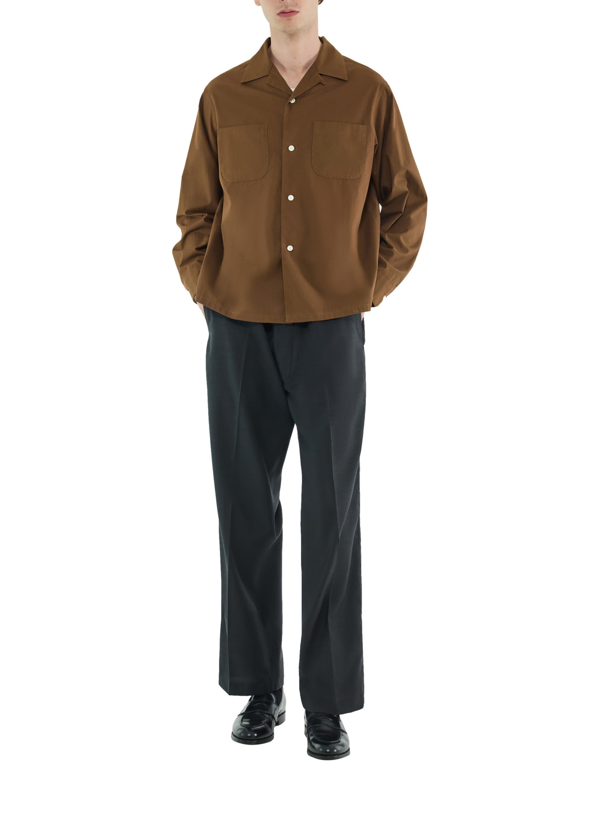 Chemise En Viscose Col Requin - Marron