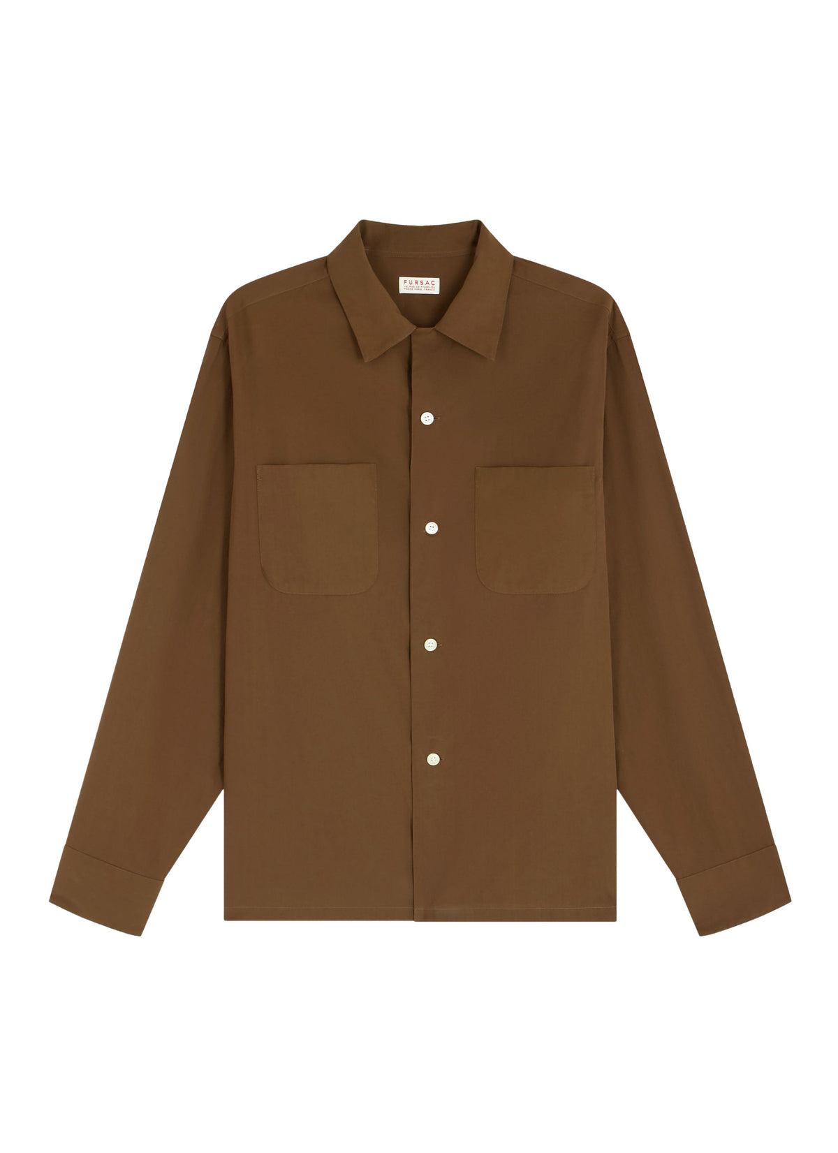 Chemise En Viscose Col Requin - Marron