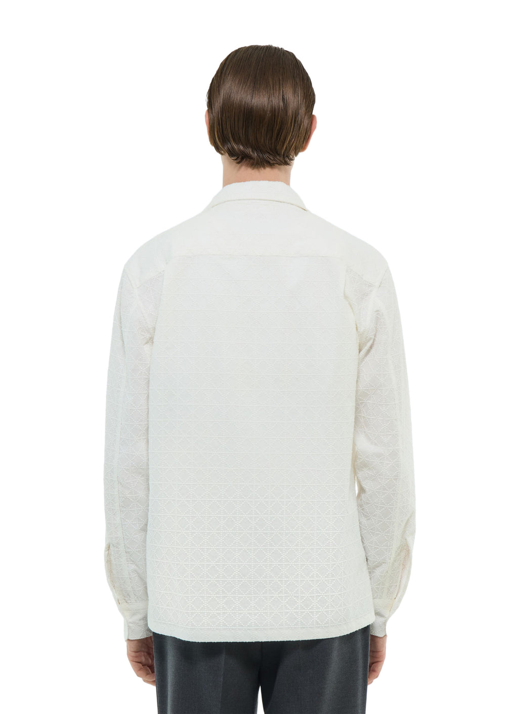 Surchemise Motif Losange Brodé - Blanc
