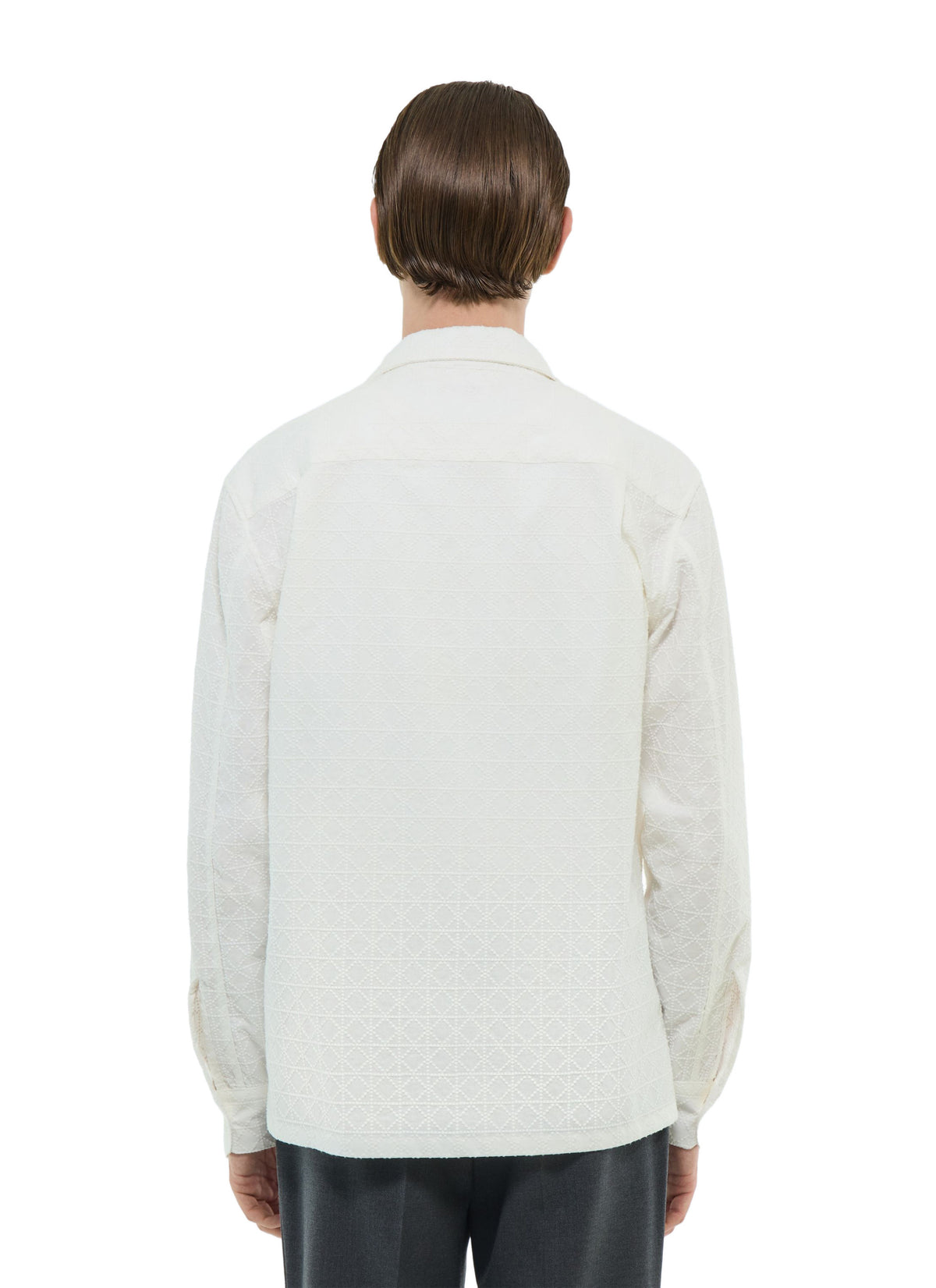 Surchemise Motif Losange Brodé - Blanc