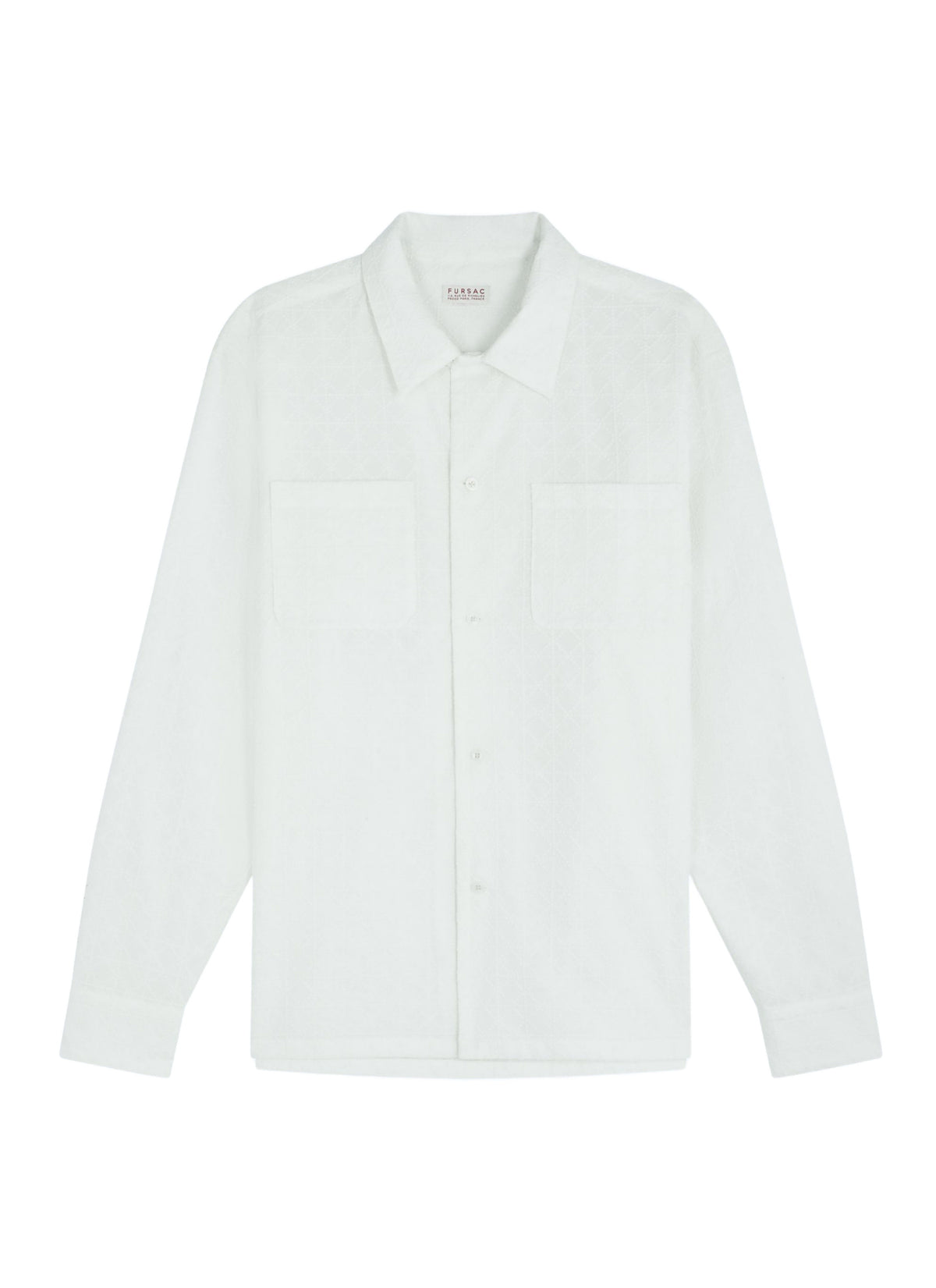 Surchemise Motif Losange Brodé - Blanc