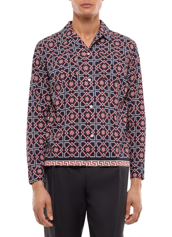 Novelty Viscose Shirt - Navy