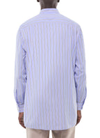Chemise Col Mao À Rayures Irrégulières - Ciel