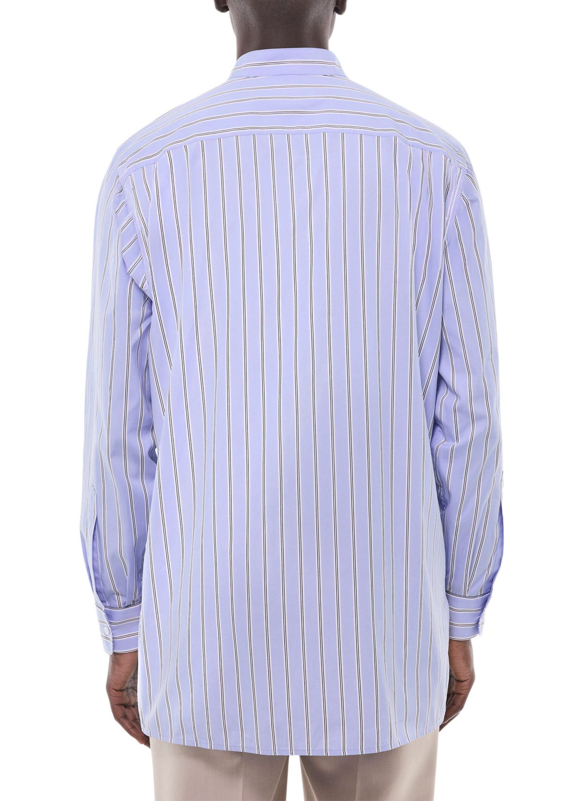 Chemise Col Mao À Rayures Irrégulières - Ciel