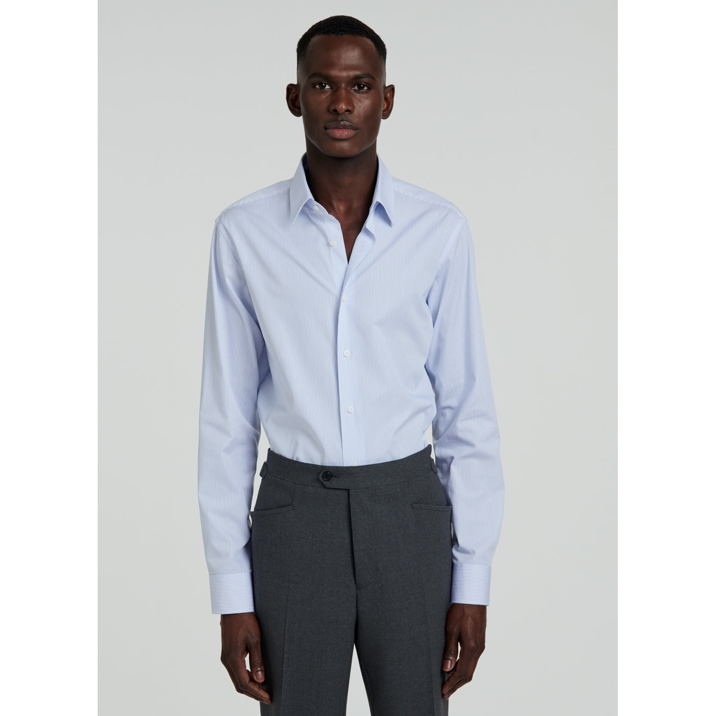 Fursac - Sky Blue Striped Cotton Poplin Shirt - Sky Blue - Stripes