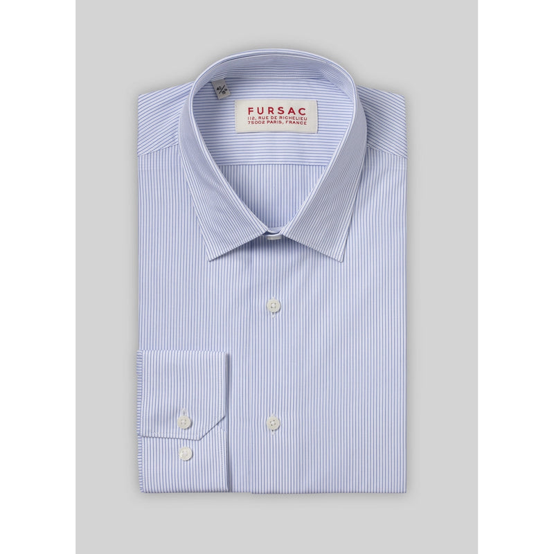 Fursac - Camisa Popelina De Algodón A Rayas Azul Cielo - Azul Cielo - Rayas