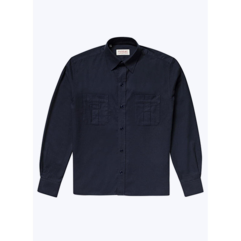 Surchemise En Flanelle De Coton - Bleu Marine