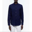 Camisa de algodón cepillado azul marino - Azul marino