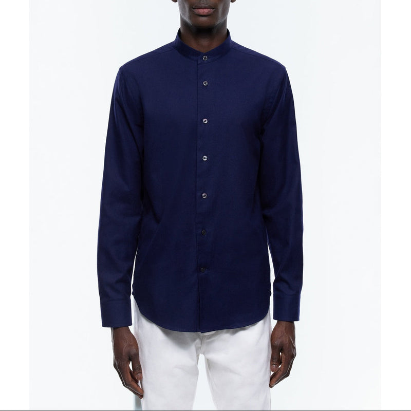 Camisa de algodón cepillado azul marino - Azul marino