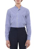 Chemise Col Grand-Père Rayée - Bleu De France