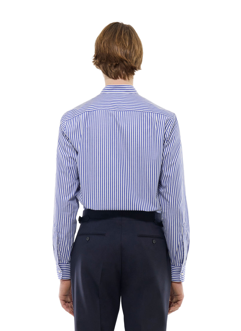 Chemise Col Grand-Père Rayée - Bleu De France