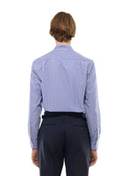 Chemise Col Grand-Père Rayée - Bleu De France