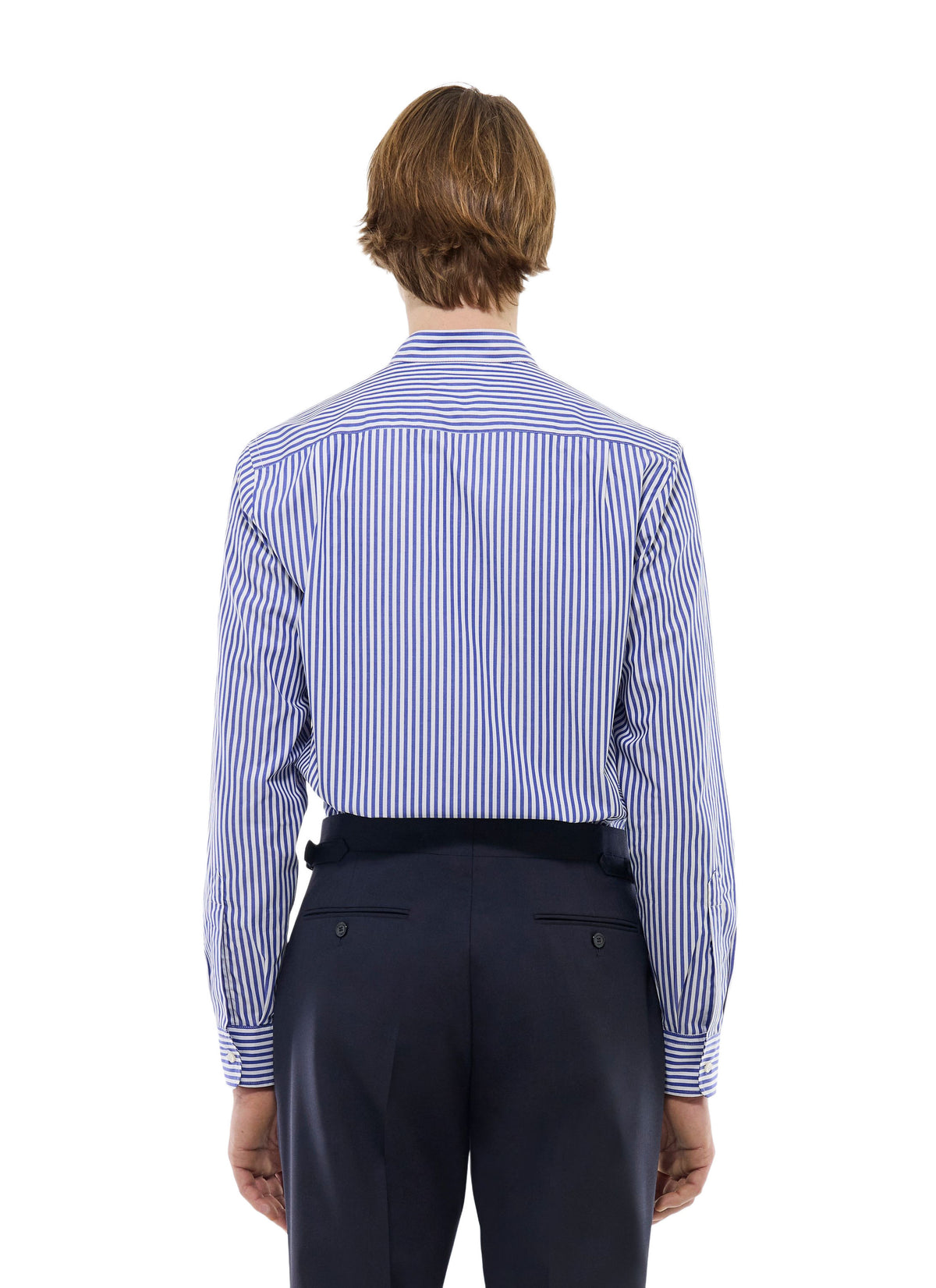 Chemise Col Grand-Père Rayée - Bleu De France