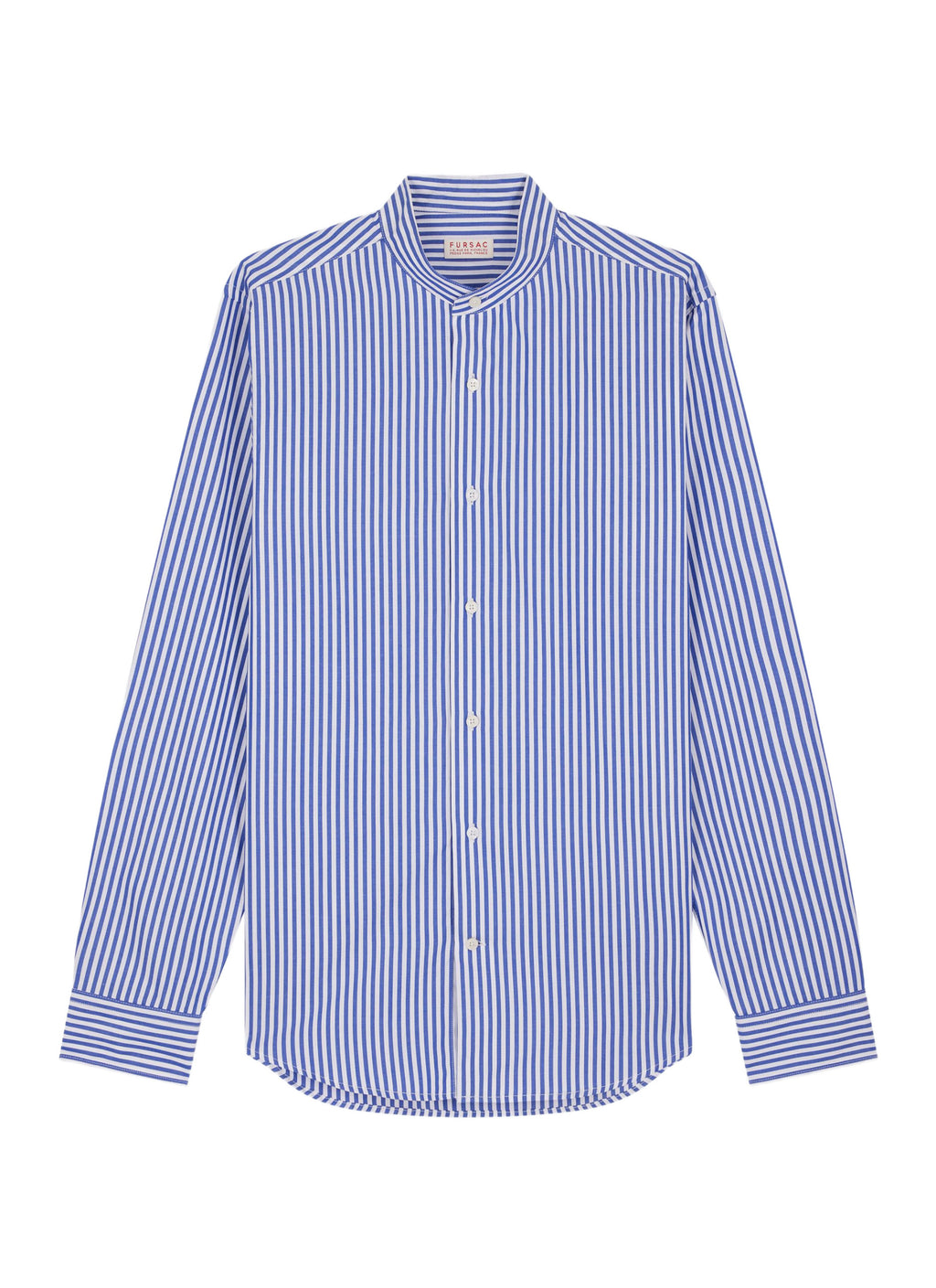 Chemise Col Grand-Père Rayée - Bleu De France