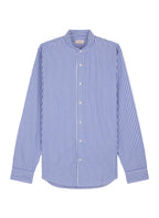 Chemise Col Grand-Père Rayée - Bleu De France