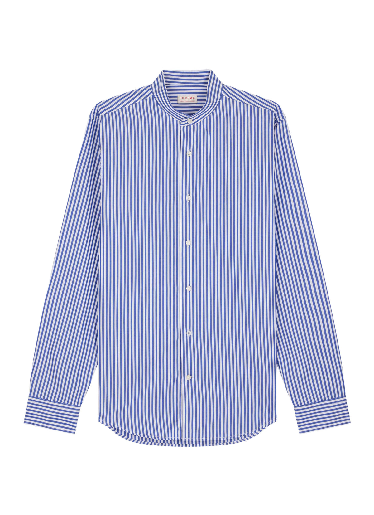 Chemise Col Grand-Père Rayée - Bleu De France