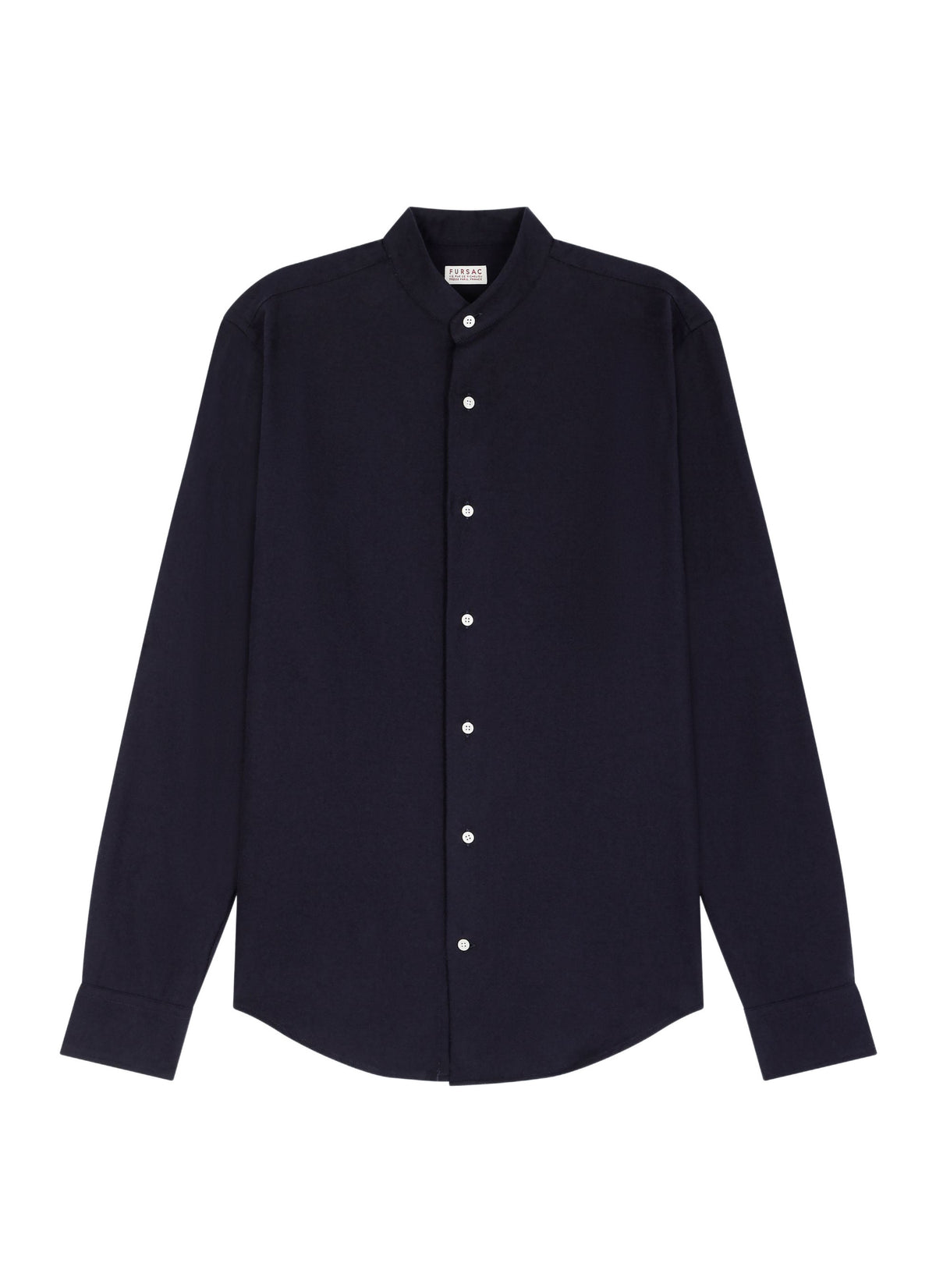 Camicia Alla Coreana In Flanella - Blu Navy