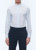 Chemise Col Grand-Père En Popeline - Ciel