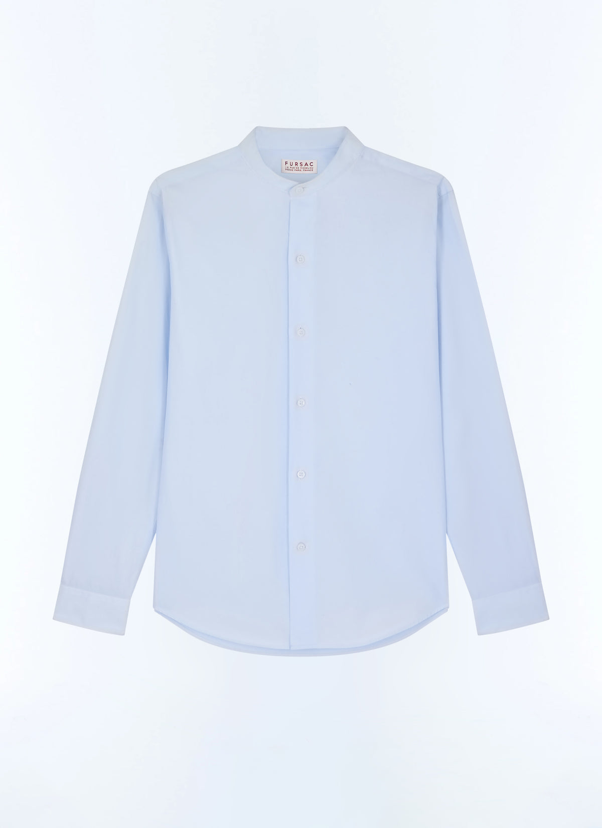 Chemise Col Grand-Père En Popeline - Ciel