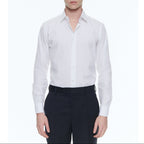 White Cotton Twill Shirt - White