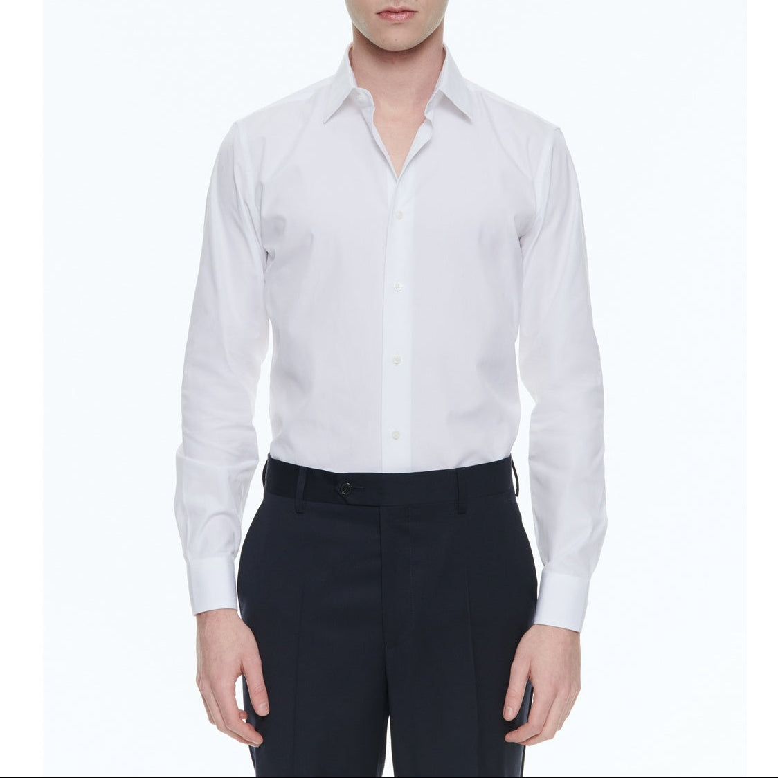 White Cotton Twill Shirt - White