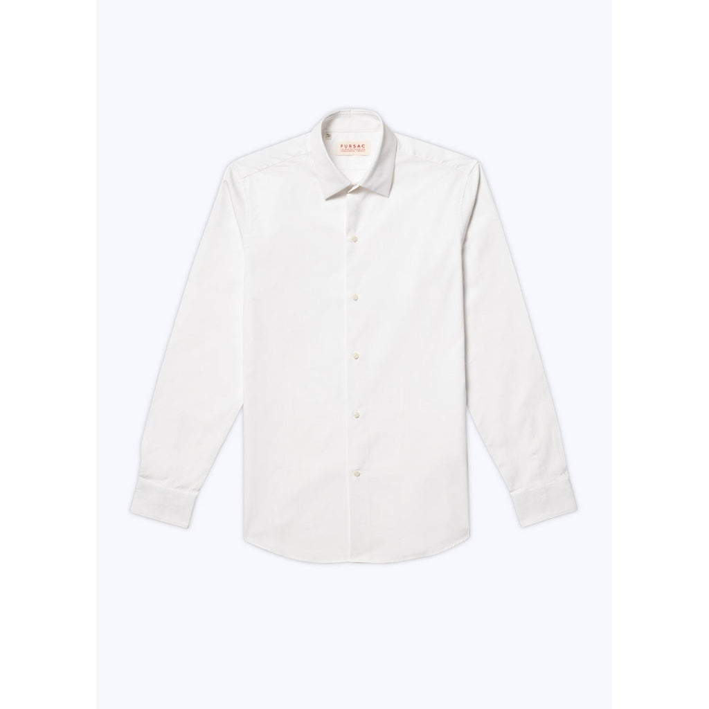 White Cotton Twill Shirt - White