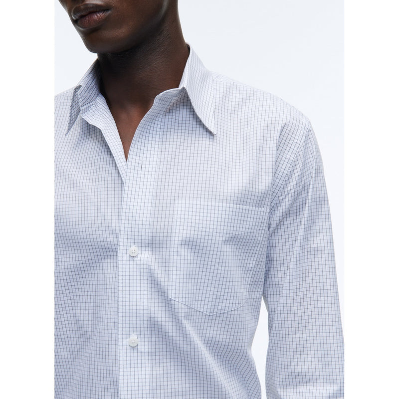 Chemise Blanche En Popeline De Coton À Carreaux - Blanc - Petits Carreaux Noirs