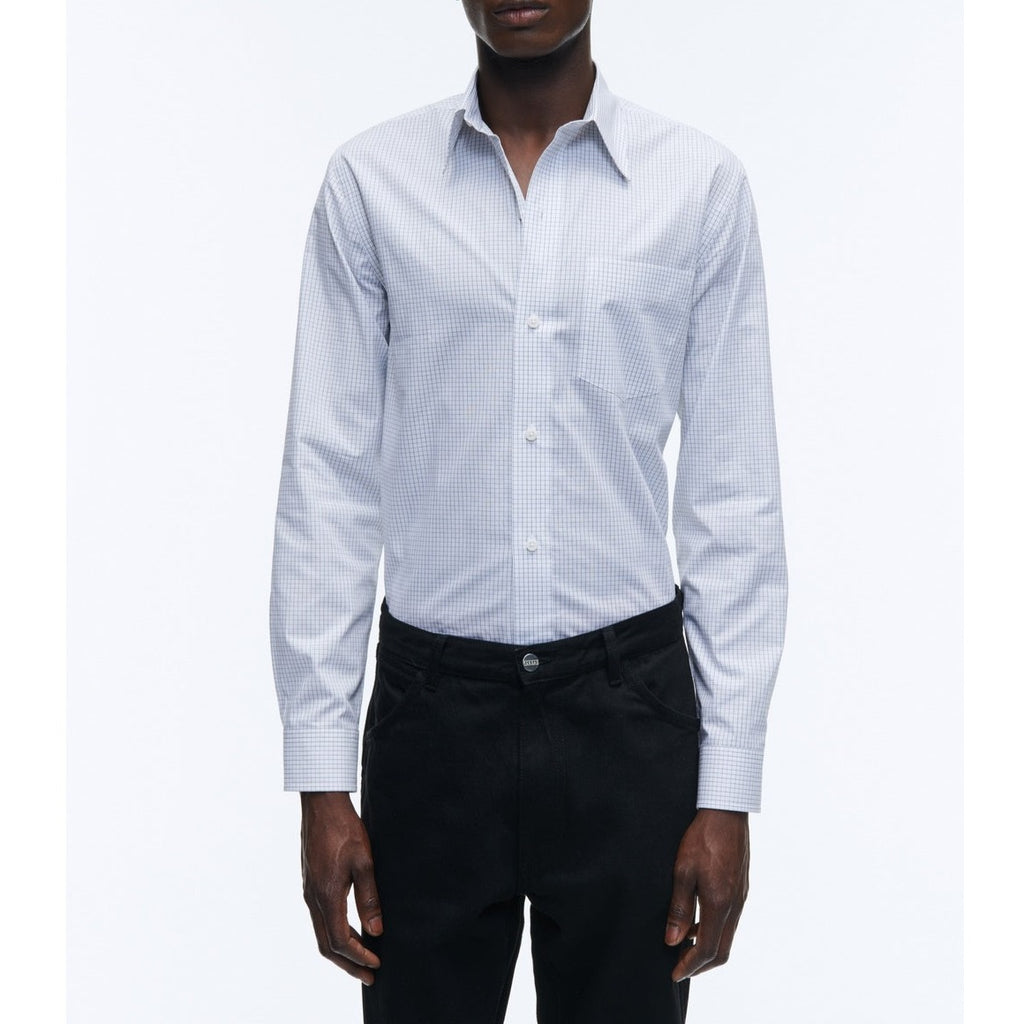 Chemise Blanche En Popeline De Coton À Carreaux