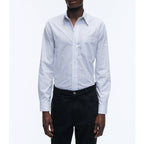 White Checked Cotton Poplin Shirt - White - Small Black Checks