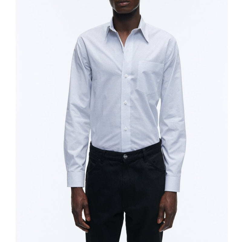 Chemise Blanche En Popeline De Coton À Carreaux - Blanc - Petits Carreaux Noirs