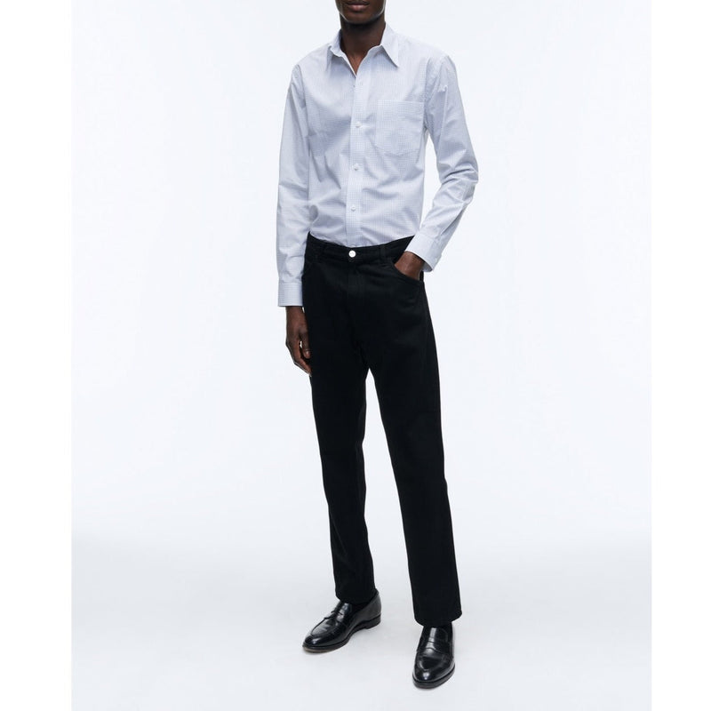 Chemise Blanche En Popeline De Coton À Carreaux - Blanc - Petits Carreaux Noirs