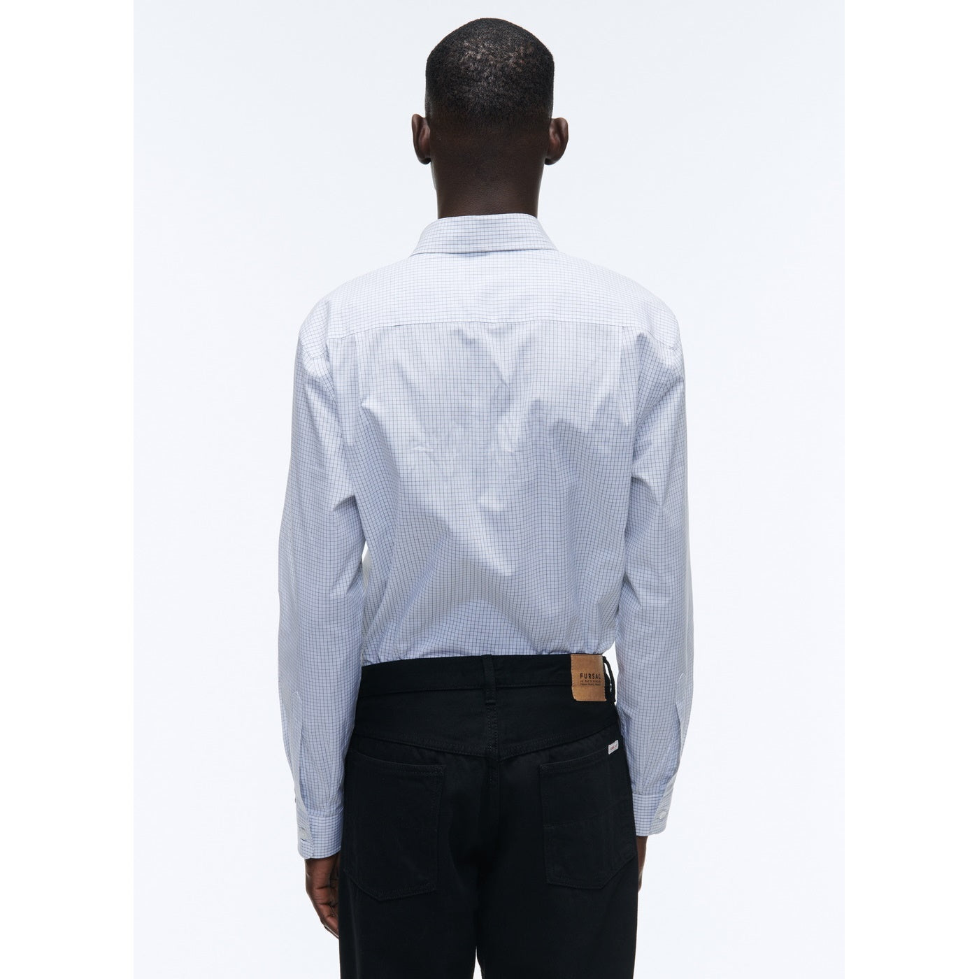 White Checked Cotton Poplin Shirt - White - Small Black Checks