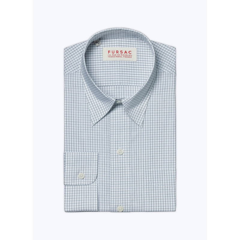 Chemise Blanche En Popeline De Coton À Carreaux - Blanc - Petits Carreaux Noirs