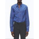 Chemise À Col Hirondelle En Coton - Bleu Cobalt - Rayures Blanches