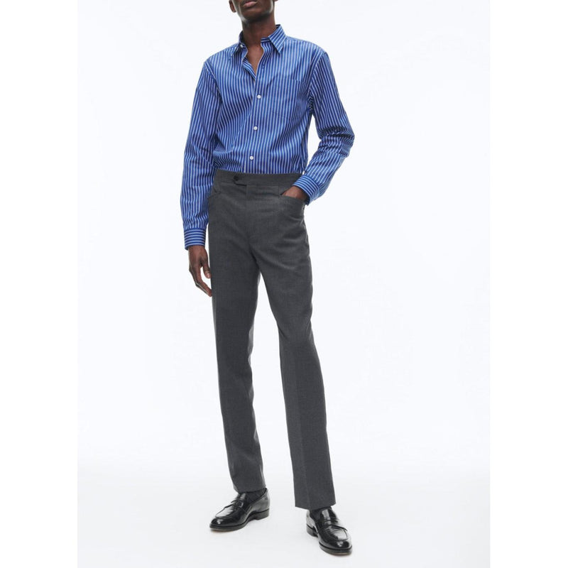 Chemise À Col Hirondelle En Coton - Bleu Cobalt - Rayures Blanches