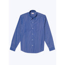 Chemise À Col Hirondelle En Coton - Bleu Cobalt - Rayures Blanches