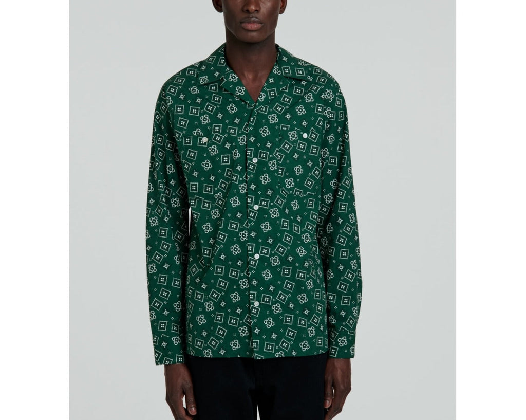Fursac - Bandana Print Cotton Poplin Shirt - Bottle Green - Men
