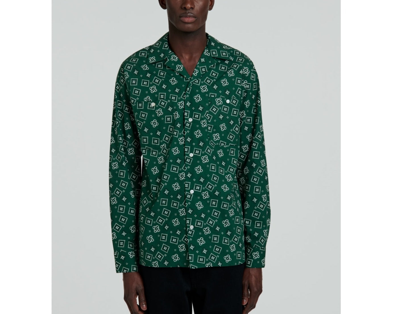 Fursac - Bandana Print Cotton Poplin Shirt - Bottle Green - Men