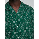 Fursac - Camisa De Popelina De Algodón Con Estampado Bandana - Verde Botella - Hombre