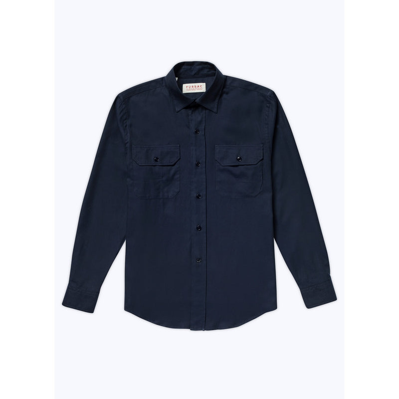 Fursac - Navy Blue Cotton Flannel Shirt