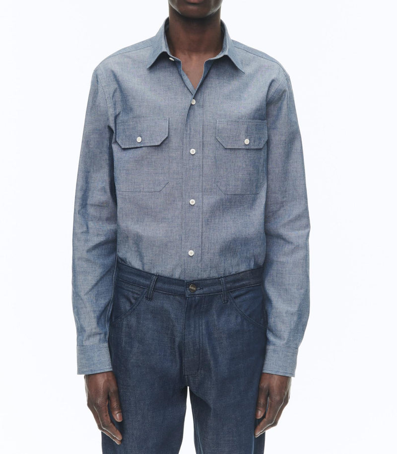Surchemise En Chambray De Coton - Bleu Denim