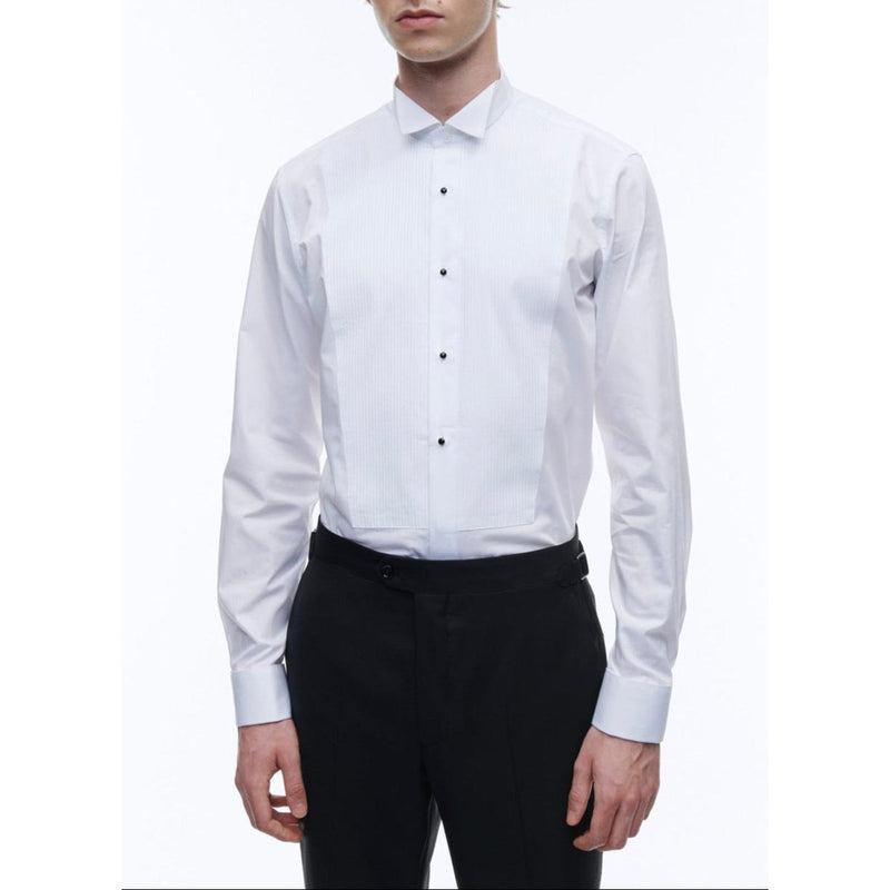 Camisa con pechera de popelina de algodón - Blanco - Hombre