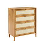 Haida - 4-Drawer Chest - Oak Effect and Rattan