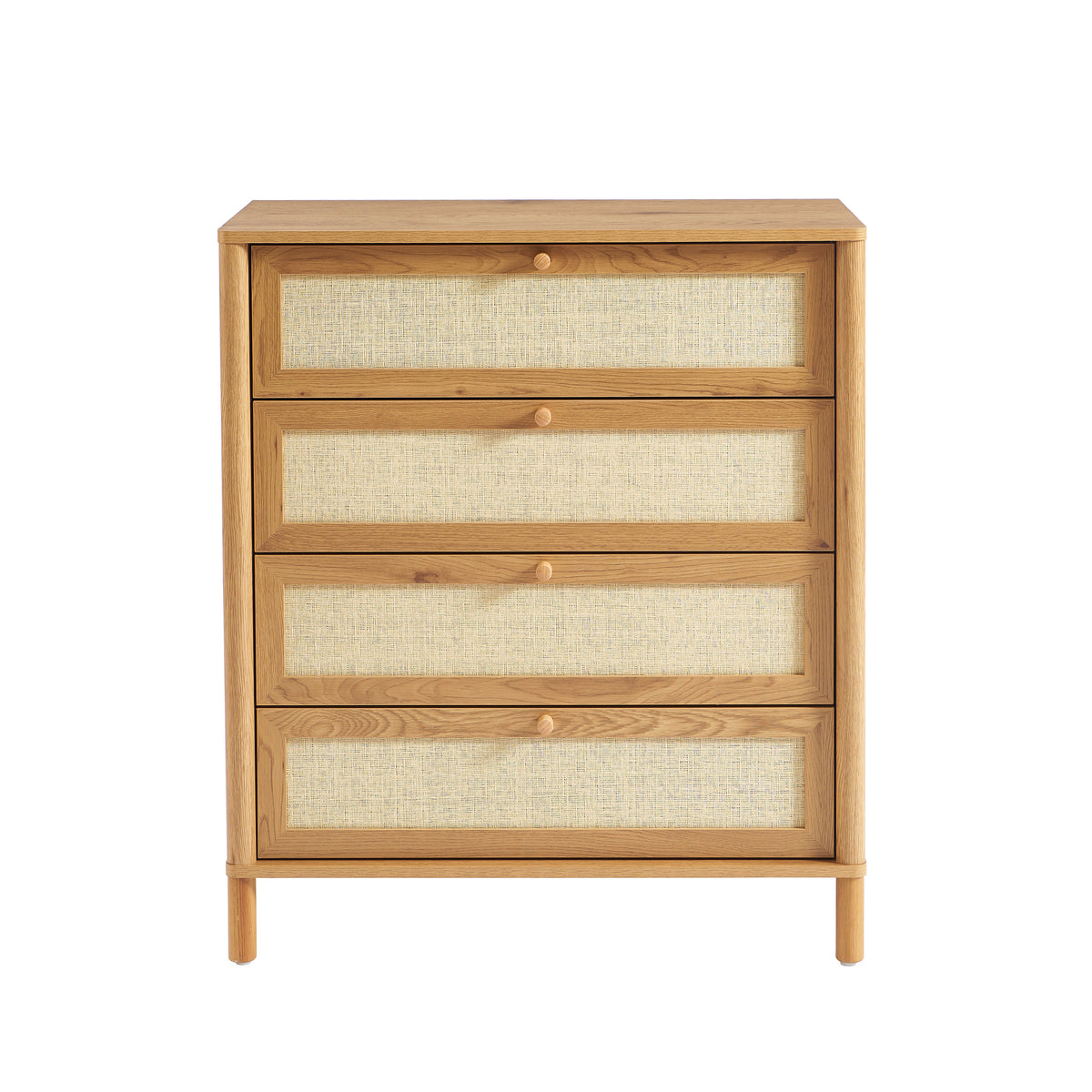 Haida - 4-Drawer Chest - Oak Effect and Rattan
